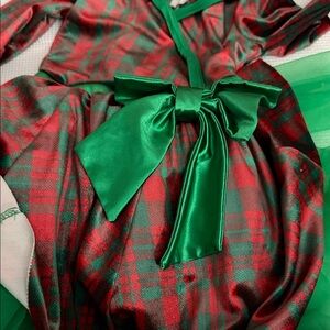 Plaid Dress with Green Bow